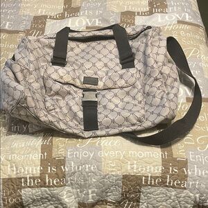 Ralph Lauren Cream and Black Logo Carryall Tote